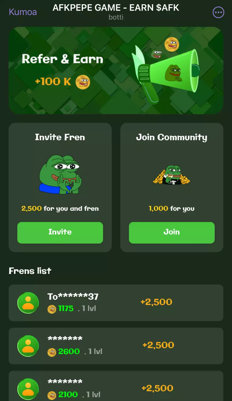 Screenshot Afkpepe Bot Telegram Game 0