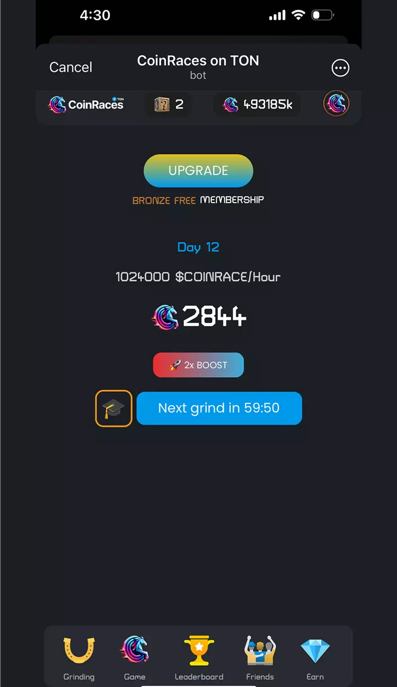 Screenshot Coinraces Telegram Game 2