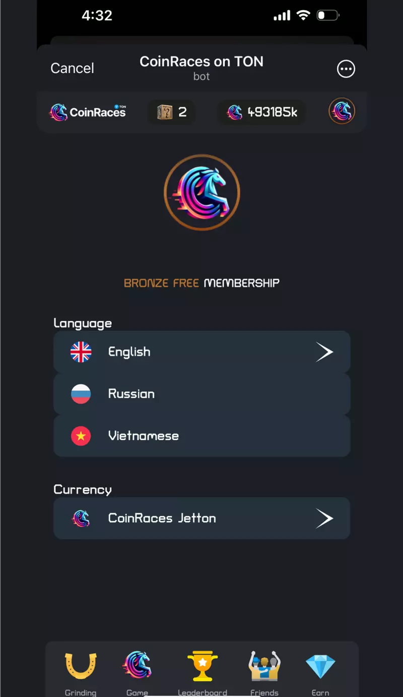 Screenshot Coinraces Telegram Game 4