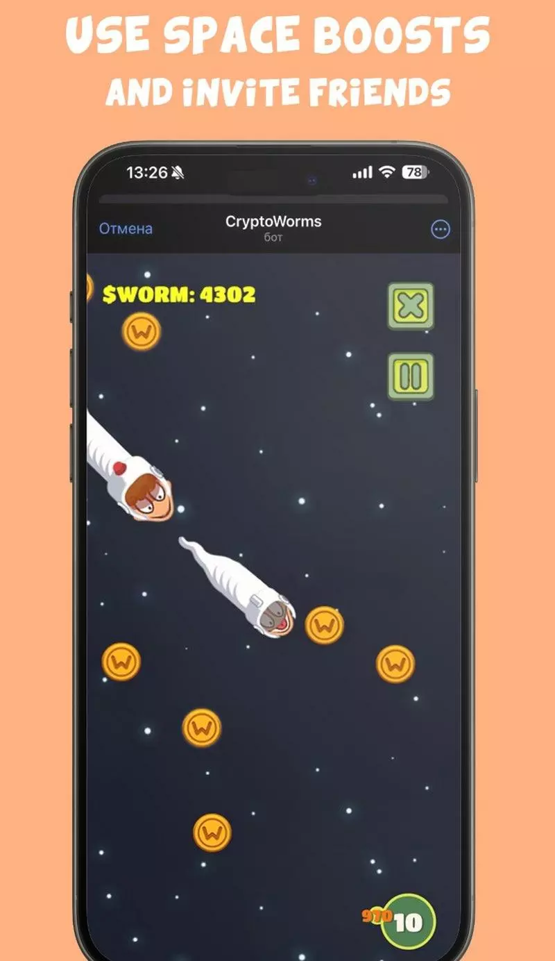 Скриншот игры Cryptoworms Telegram 1