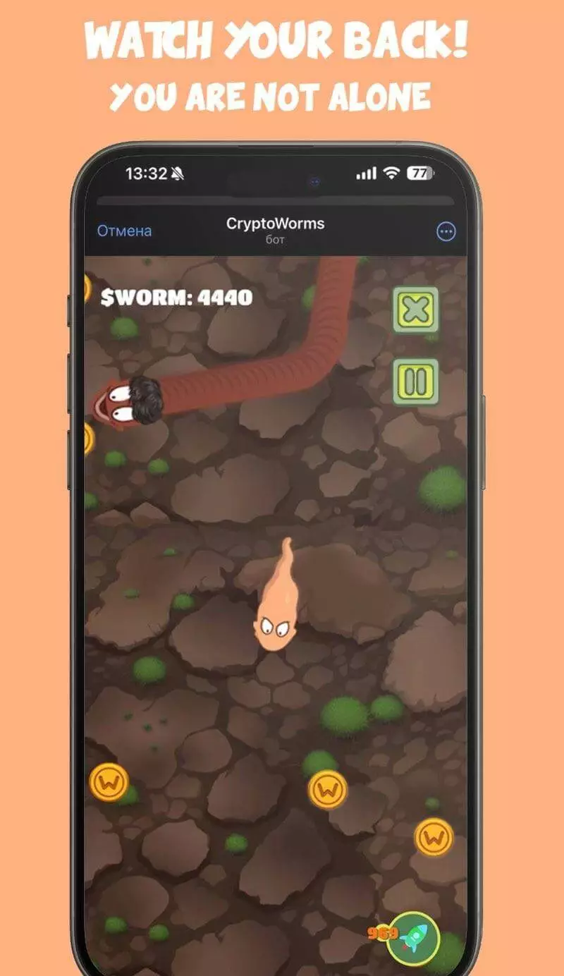 Скриншот игры Cryptoworms Telegram 2