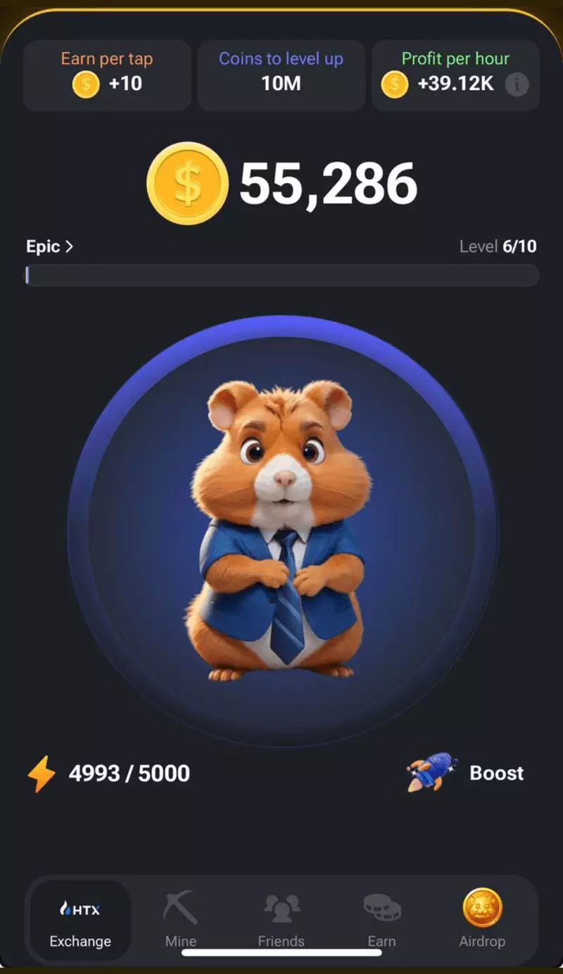 Скриншот игры Hamster Telegram 1