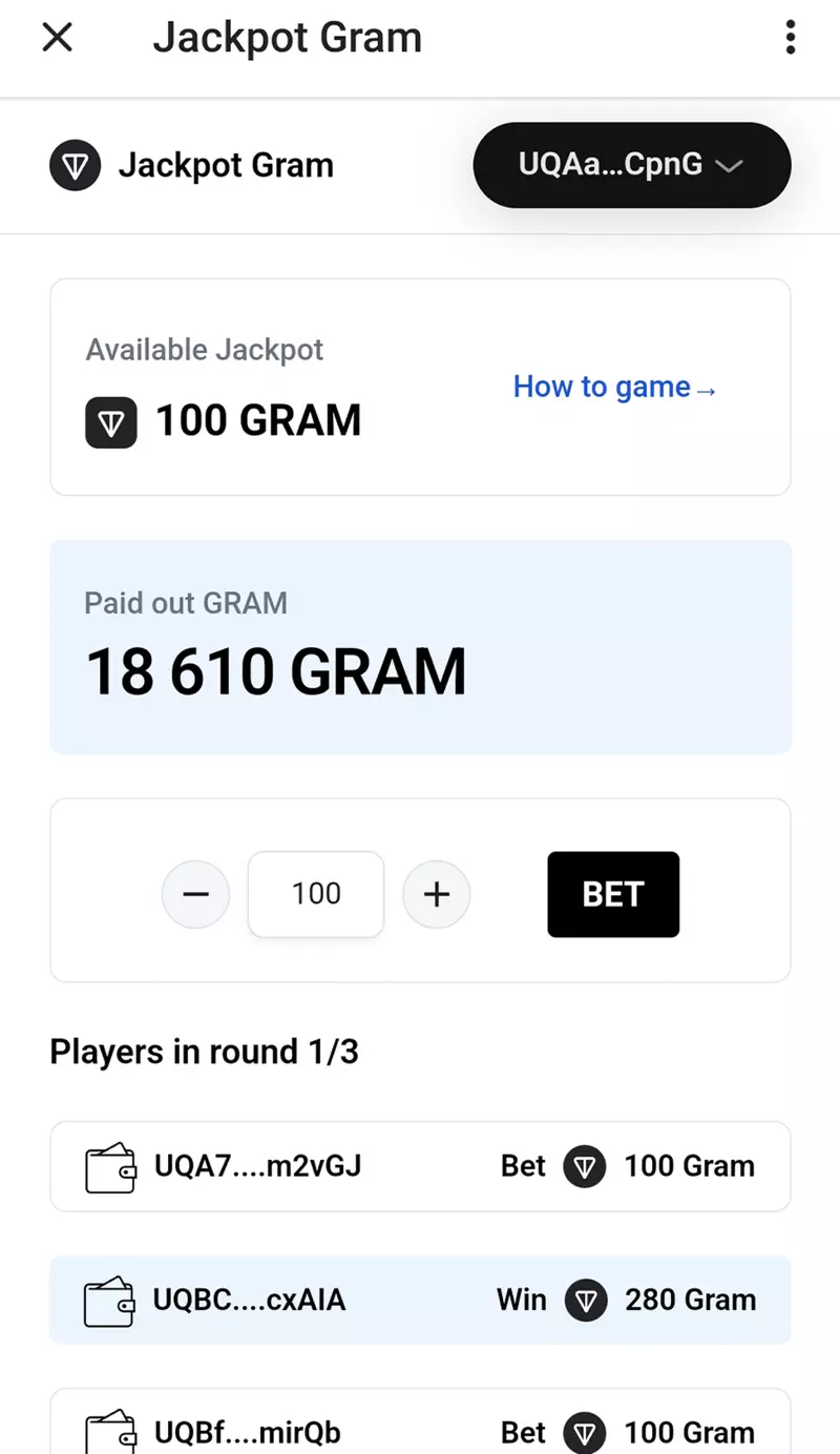 Screenshot Jackpot Gram Telegram Game 0