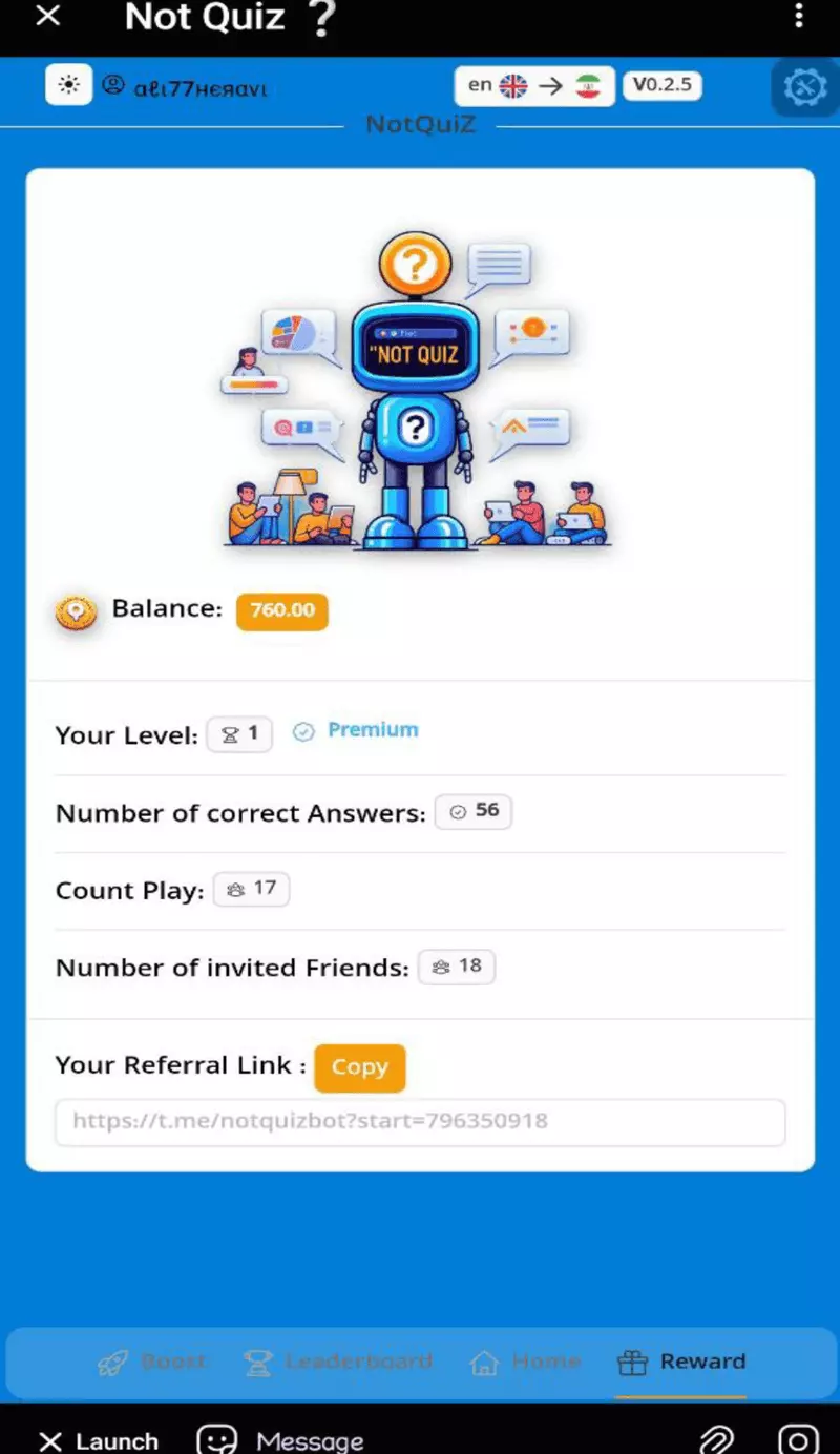 Screenshot Not Quiz Telegram Game 1