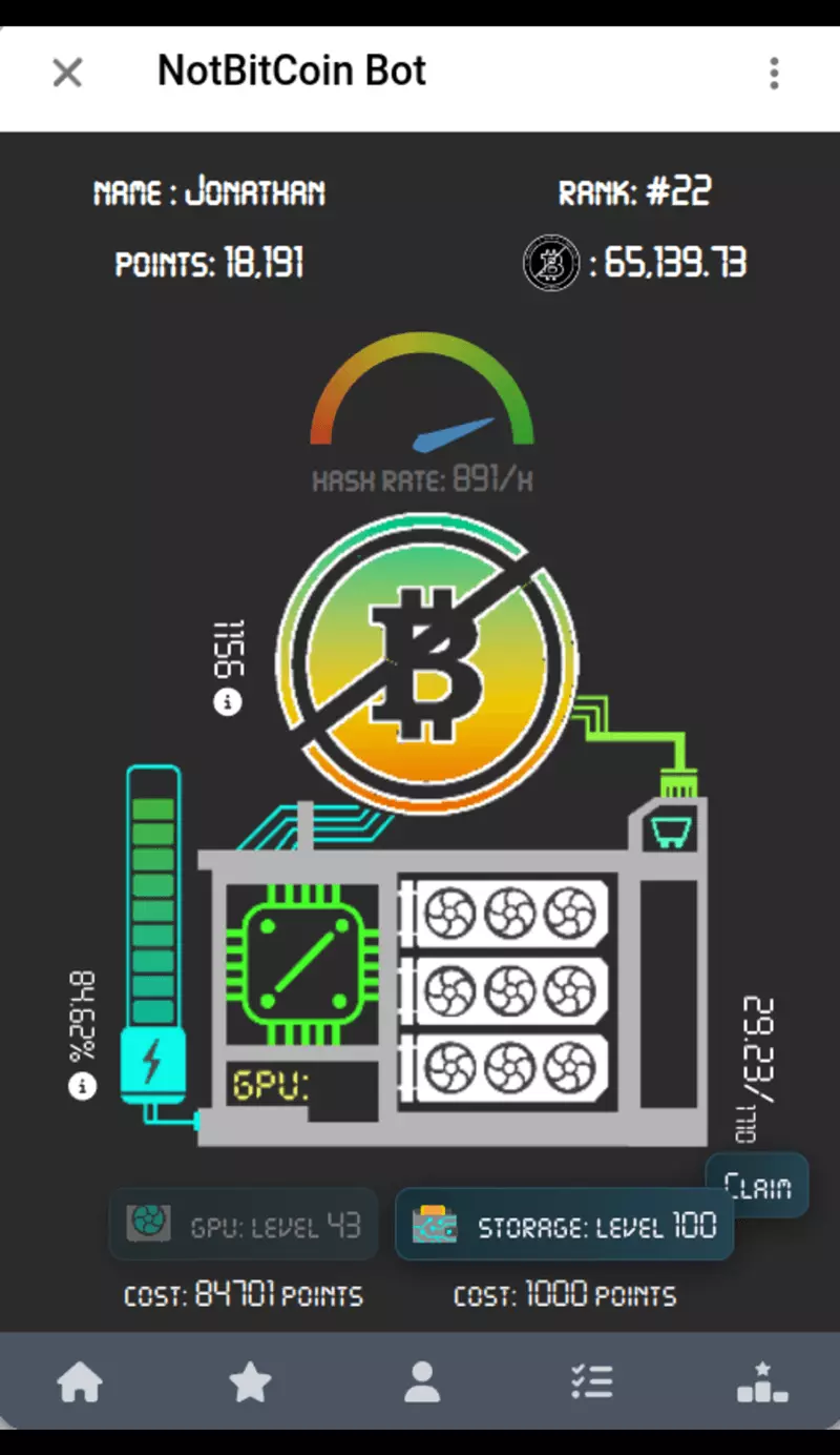 Скриншот игры Notbitcoin Telegram 0