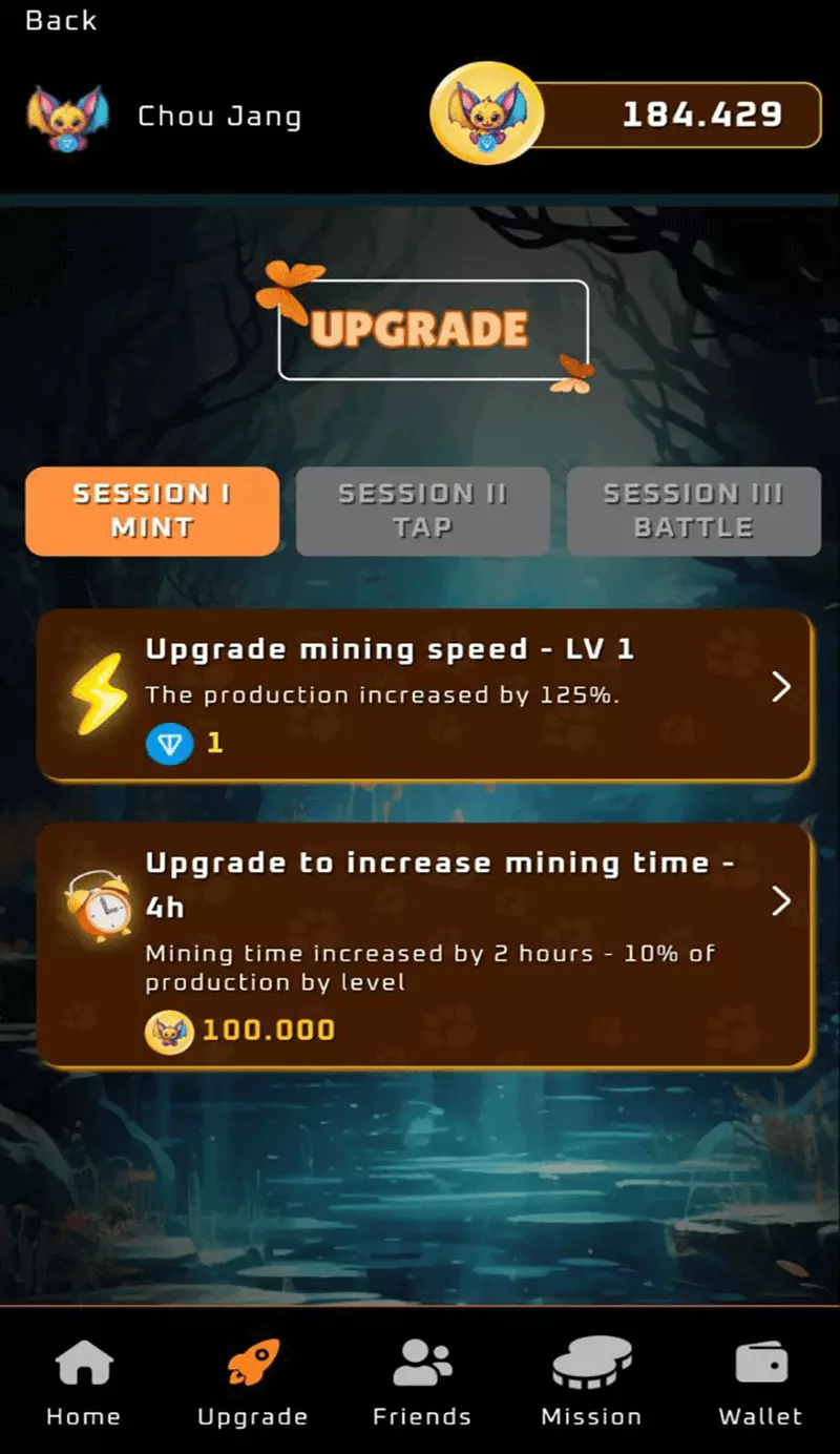 Скриншот игры Tonbat Miner Telegram 3