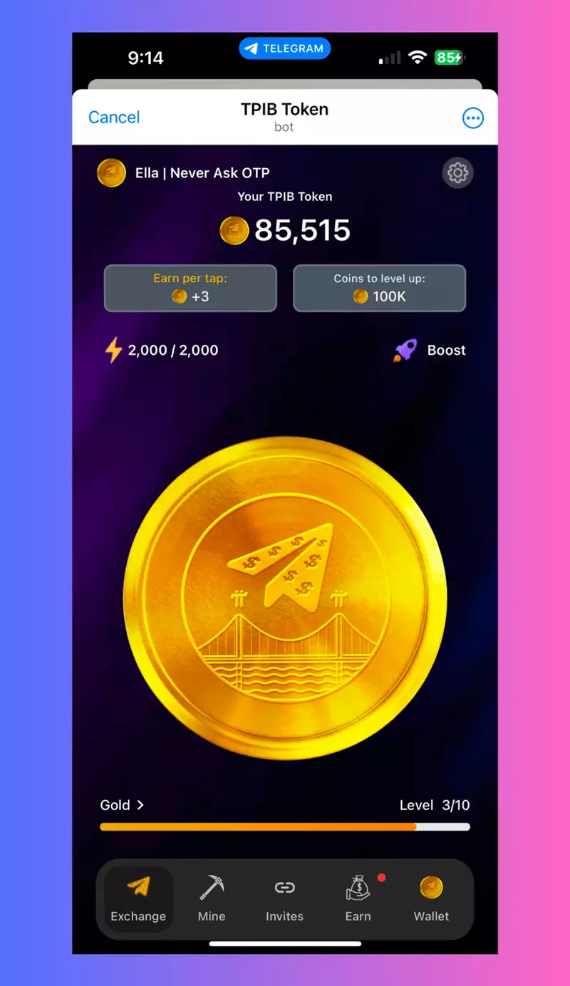 Screenshot Tpib Token Telegram Game 0