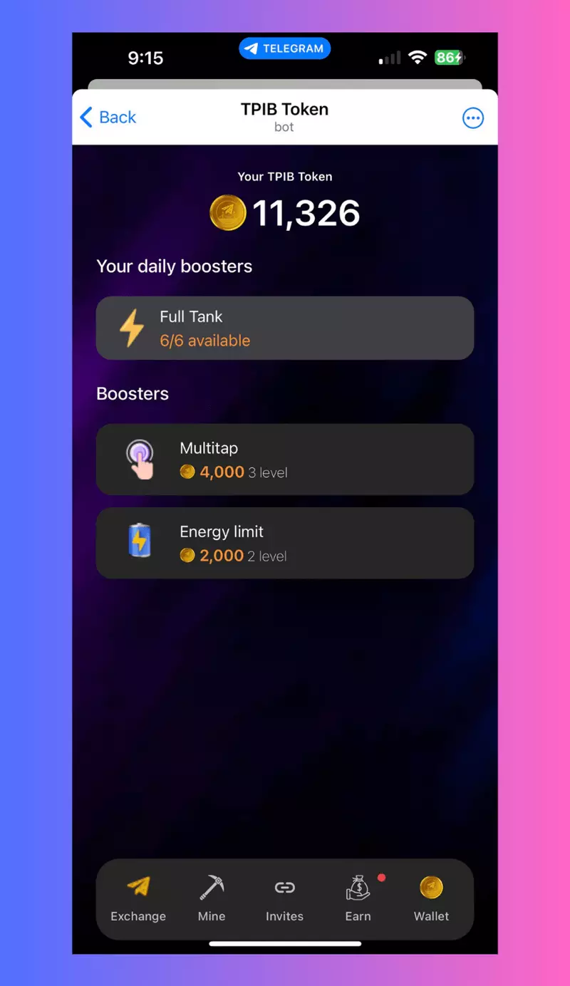 Screenshot Tpib Token Telegram Game 2